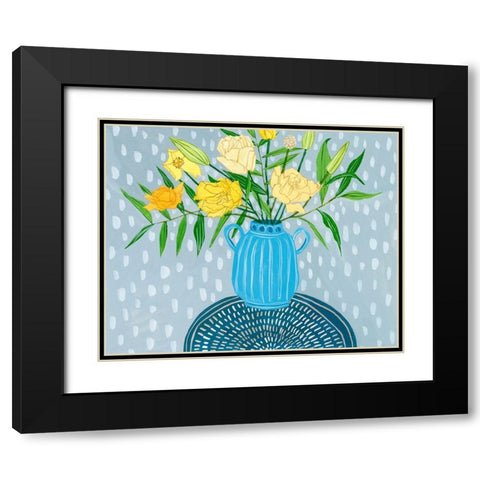 Flowers in Vase I Black Modern Wood Framed Art Print with Double Matting by Wang, Melissa