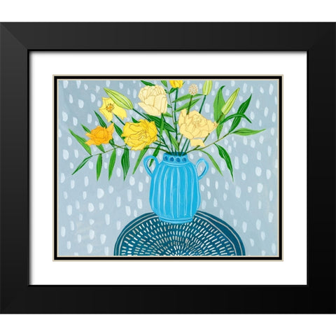 Flowers in Vase I Black Modern Wood Framed Art Print with Double Matting by Wang, Melissa