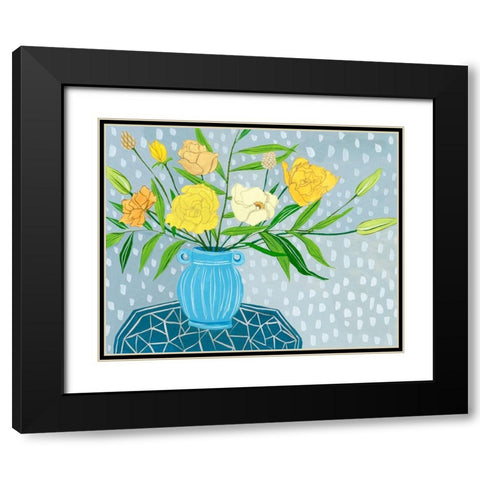 Flowers in Vase II Black Modern Wood Framed Art Print with Double Matting by Wang, Melissa