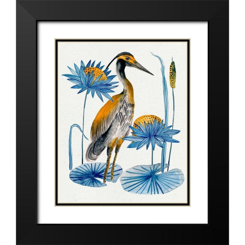 Heron Pond II Black Modern Wood Framed Art Print with Double Matting by Wang, Melissa