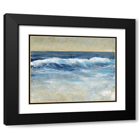 Breaking Shore Waves II Black Modern Wood Framed Art Print with Double Matting by OToole, Tim