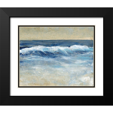 Breaking Shore Waves II Black Modern Wood Framed Art Print with Double Matting by OToole, Tim