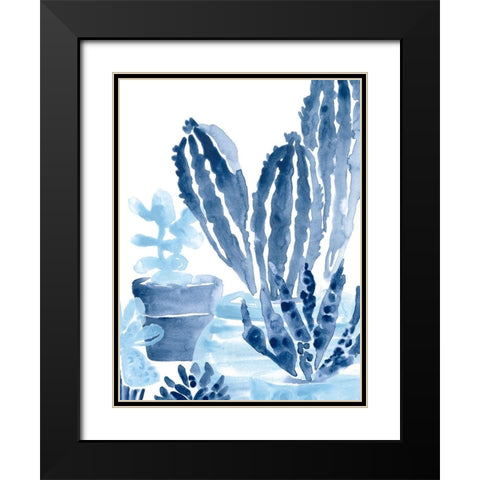 Indigo Succulent I Black Modern Wood Framed Art Print with Double Matting by Vess, June Erica