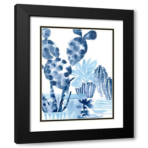 Indigo Succulent II Black Modern Wood Framed Art Print with Double Matting by Vess, June Erica