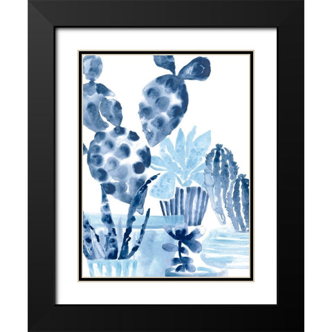 Indigo Succulent II Black Modern Wood Framed Art Print with Double Matting by Vess, June Erica