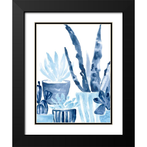 Indigo Succulent III Black Modern Wood Framed Art Print with Double Matting by Vess, June Erica