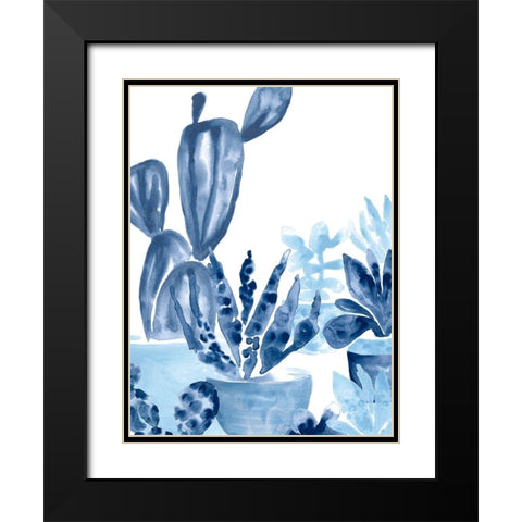 Indigo Succulent IV Black Modern Wood Framed Art Print with Double Matting by Vess, June Erica