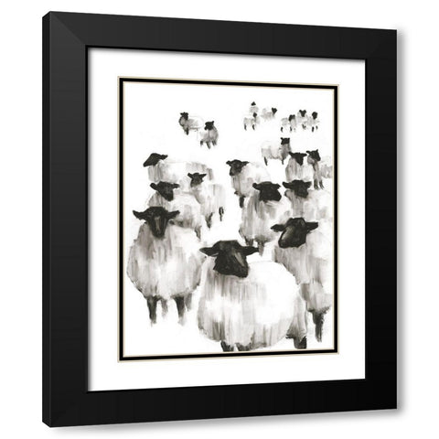 Counting Sheep I Black Modern Wood Framed Art Print with Double Matting by Harper, Ethan