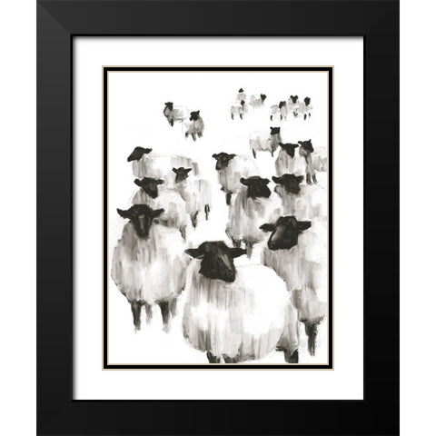 Counting Sheep I Black Modern Wood Framed Art Print with Double Matting by Harper, Ethan
