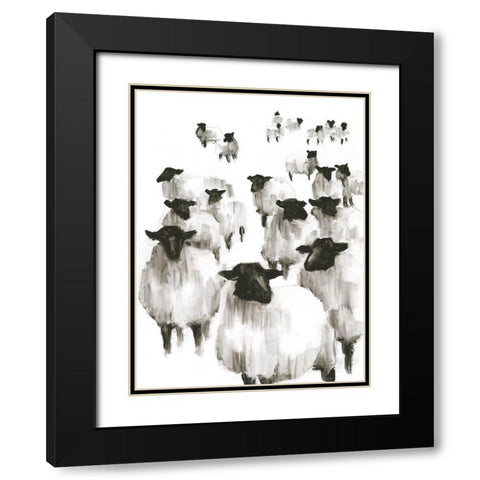 Counting Sheep I Black Modern Wood Framed Art Print with Double Matting by Harper, Ethan