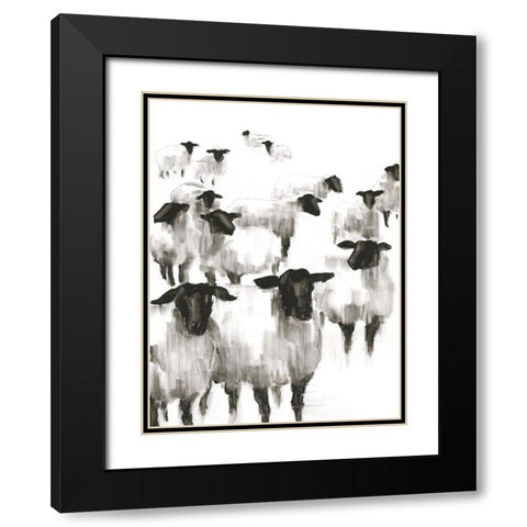 Counting Sheep II Black Modern Wood Framed Art Print with Double Matting by Harper, Ethan