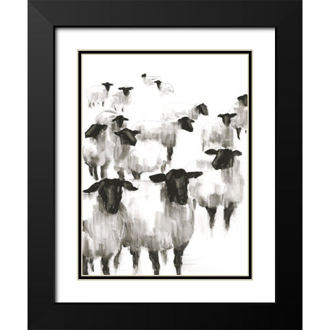 Counting Sheep II Black Modern Wood Framed Art Print with Double Matting by Harper, Ethan