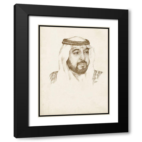 Sheikh Khalifa bin Zayed Al Nahyan Black Modern Wood Framed Art Print with Double Matting by Harper, Ethan