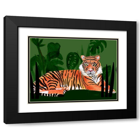 Tiger Tiger I Black Modern Wood Framed Art Print with Double Matting by Ludwig, Alicia