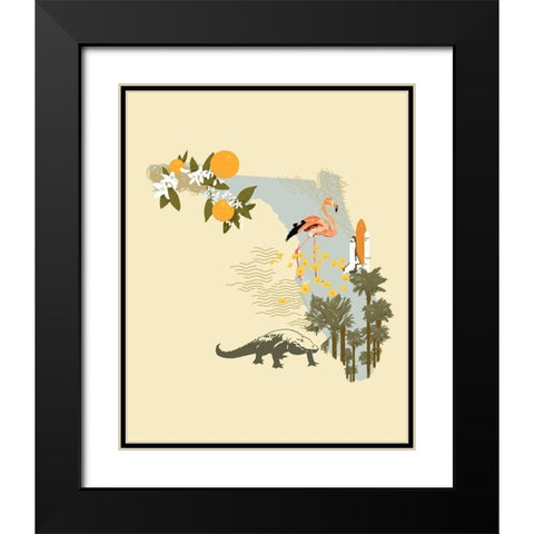 Illustrated State-Florida Black Modern Wood Framed Art Print with Double Matting by Green, Jacob