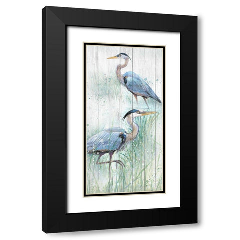 Seaside Heron Pair I Black Modern Wood Framed Art Print with Double Matting by Studio W
