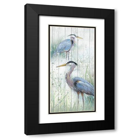 Seaside Heron Pair II Black Modern Wood Framed Art Print with Double Matting by Studio W