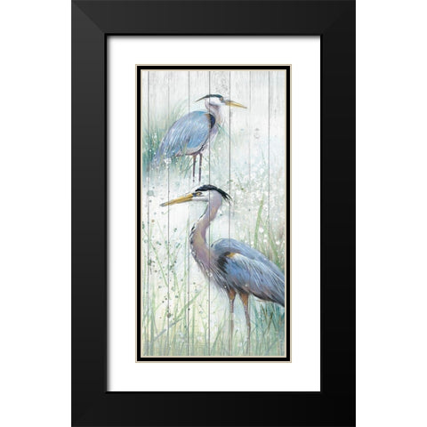 Seaside Heron Pair II Black Modern Wood Framed Art Print with Double Matting by Studio W