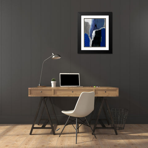 Cobalt Abstract II Black Modern Wood Framed Art Print with Double Matting by Studio W