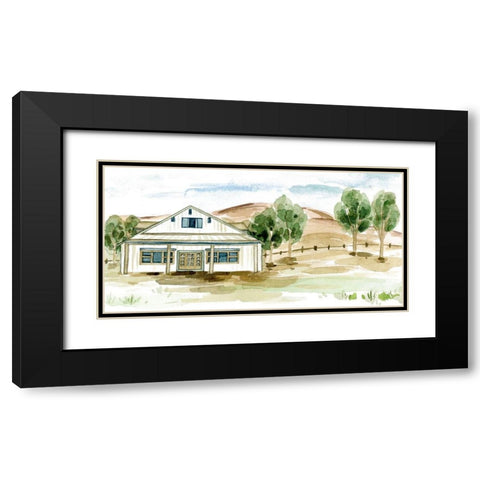 Farmhouse Landscape I Black Modern Wood Framed Art Print with Double Matting by Wang, Melissa