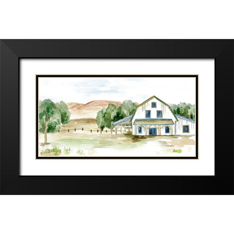 Farmhouse Landscape II Black Modern Wood Framed Art Print with Double Matting by Wang, Melissa