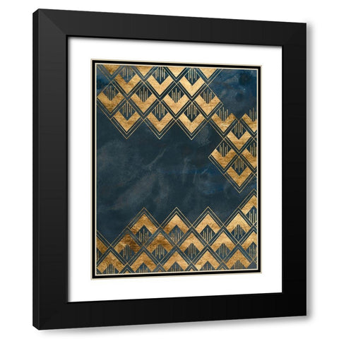 Deco Pattern in Blue III Black Modern Wood Framed Art Print with Double Matting by Vess, June Erica