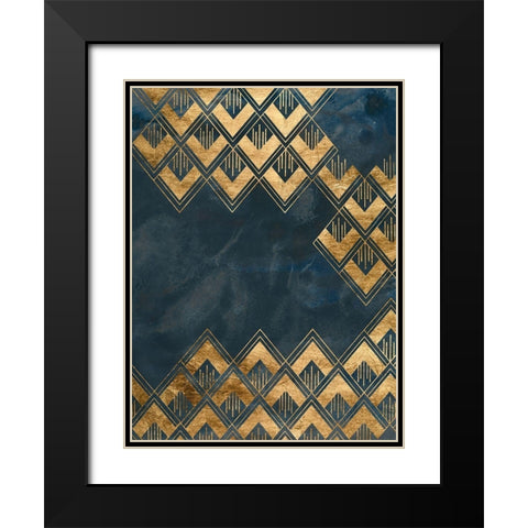 Deco Pattern in Blue III Black Modern Wood Framed Art Print with Double Matting by Vess, June Erica