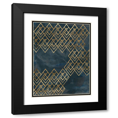 Deco Pattern in Blue IV Black Modern Wood Framed Art Print with Double Matting by Vess, June Erica