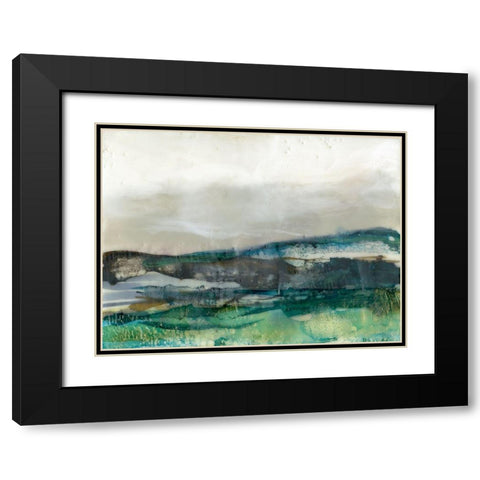 Aqua Hills II Black Modern Wood Framed Art Print with Double Matting by Goldberger, Jennifer