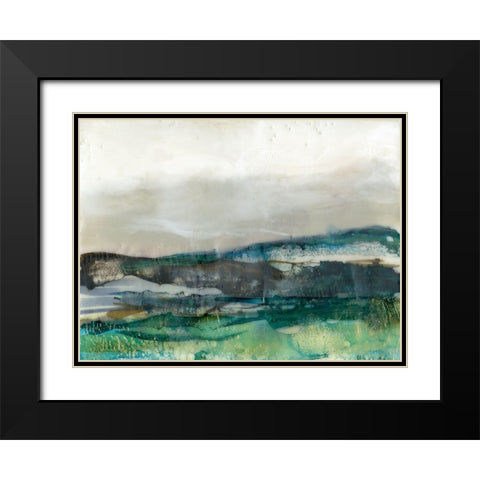 Aqua Hills II Black Modern Wood Framed Art Print with Double Matting by Goldberger, Jennifer