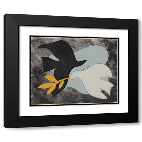 Dove Composition IV Black Modern Wood Framed Art Print with Double Matting by Delamater, Rob