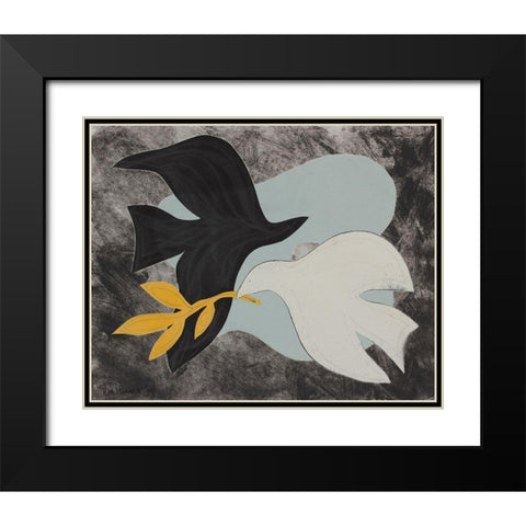 Dove Composition IV Black Modern Wood Framed Art Print with Double Matting by Delamater, Rob