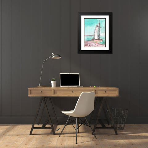 Day Landing Dubai I Black Modern Wood Framed Art Print with Double Matting by Wang, Melissa