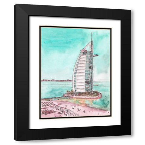 Day Landing Dubai I Black Modern Wood Framed Art Print with Double Matting by Wang, Melissa