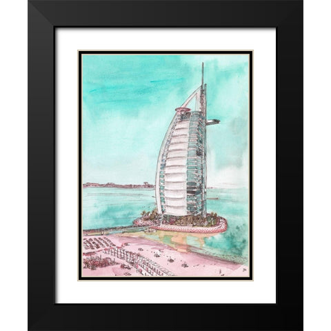 Day Landing Dubai I Black Modern Wood Framed Art Print with Double Matting by Wang, Melissa