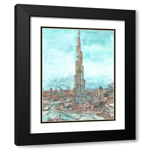 Day Landing Dubai II Black Modern Wood Framed Art Print with Double Matting by Wang, Melissa