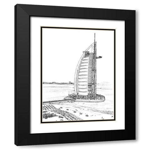 Dubai in Black and White I Black Modern Wood Framed Art Print with Double Matting by Wang, Melissa