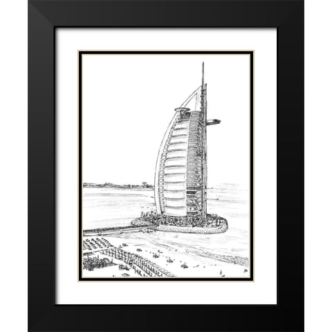 Dubai in Black and White I Black Modern Wood Framed Art Print with Double Matting by Wang, Melissa