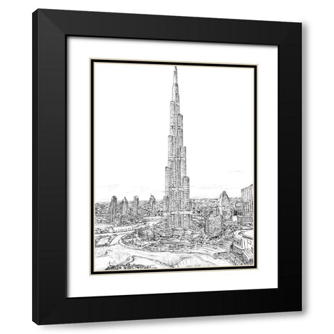 Dubai in Black and White II Black Modern Wood Framed Art Print with Double Matting by Wang, Melissa