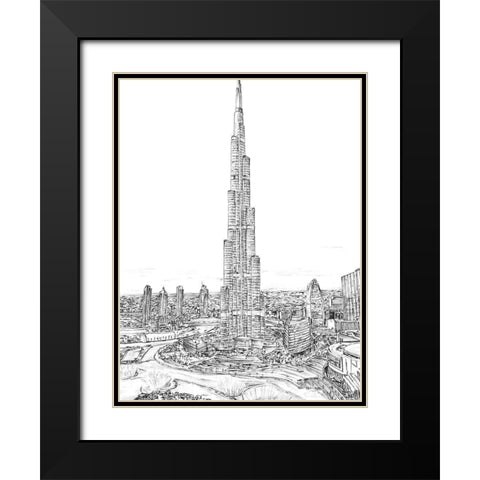 Dubai in Black and White II Black Modern Wood Framed Art Print with Double Matting by Wang, Melissa