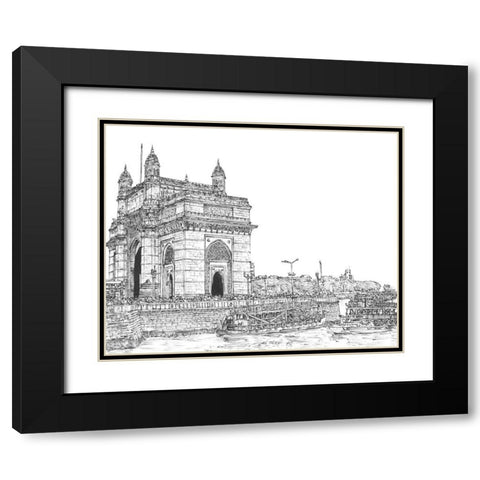 India in Black and White I Black Modern Wood Framed Art Print with Double Matting by Wang, Melissa