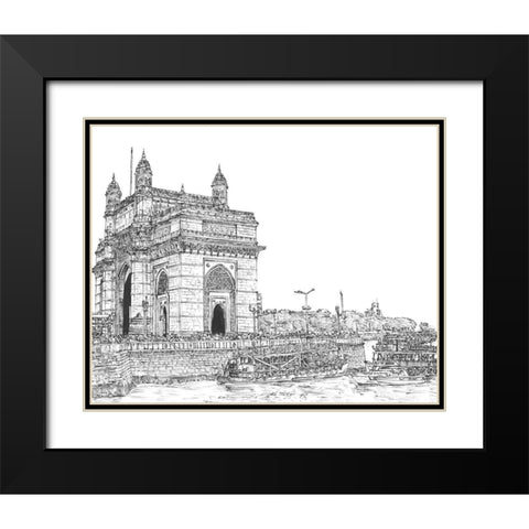 India in Black and White I Black Modern Wood Framed Art Print with Double Matting by Wang, Melissa