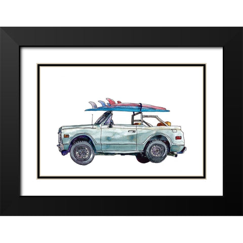 Surfin Wheels I Black Modern Wood Framed Art Print with Double Matting by McCreery, Paul
