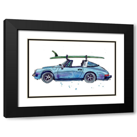 Surfin Wheels IV Black Modern Wood Framed Art Print with Double Matting by McCreery, Paul
