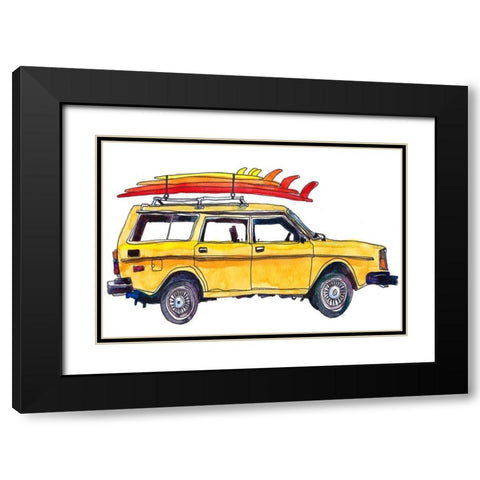 Surfin Wheels V Black Modern Wood Framed Art Print with Double Matting by McCreery, Paul