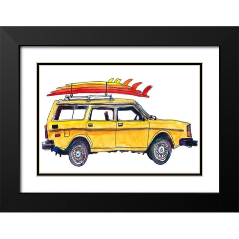 Surfin Wheels V Black Modern Wood Framed Art Print with Double Matting by McCreery, Paul