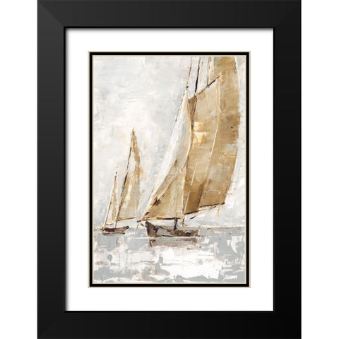 Golden Sails II Black Modern Wood Framed Art Print with Double Matting by Harper, Ethan