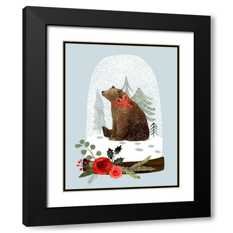 Snow Globe Village IV Black Modern Wood Framed Art Print with Double Matting by Barnes, Victoria