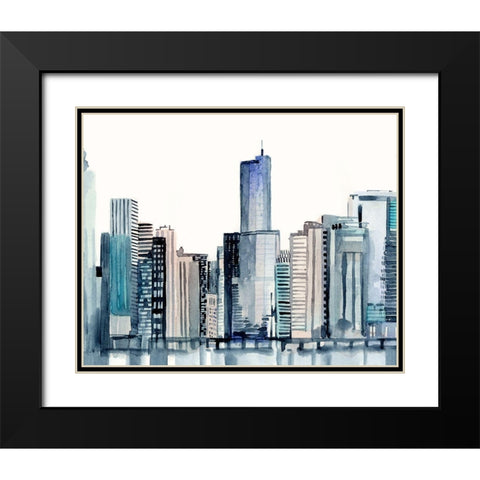 Watercolor Skyline I Black Modern Wood Framed Art Print with Double Matting by Barnes, Victoria