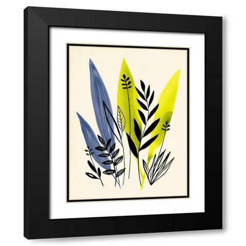 Dancing Leaf Collage I Black Modern Wood Framed Art Print with Double Matting by Warren, Annie